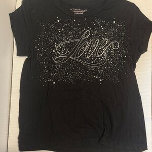 Victoria's Secret Black Tee with Love Graphic